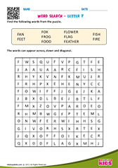 Word Search with letter f